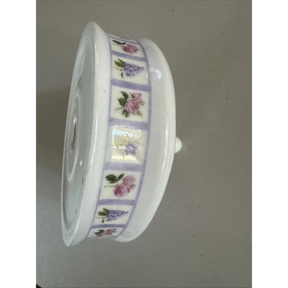 Vintage Bill Barnes White Porcelain Ring Holder Floral Pattern Trinket Dish